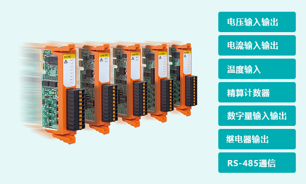 电压输入/输出，电流输入/输出，温度输入，精算计数器，数字量输入/输出，继电器输出，RS-485通信