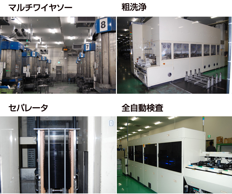 マルチワイヤソー、粗洗浄、セパレータ、全自動検査