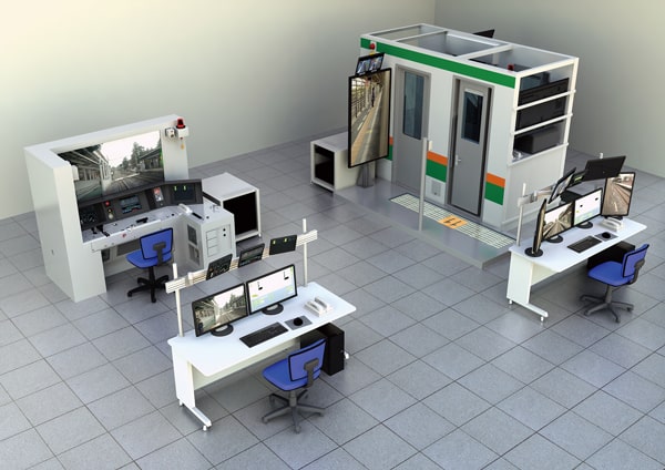 Example configuration for simulation system capable of training drivers and conductors simultaneously