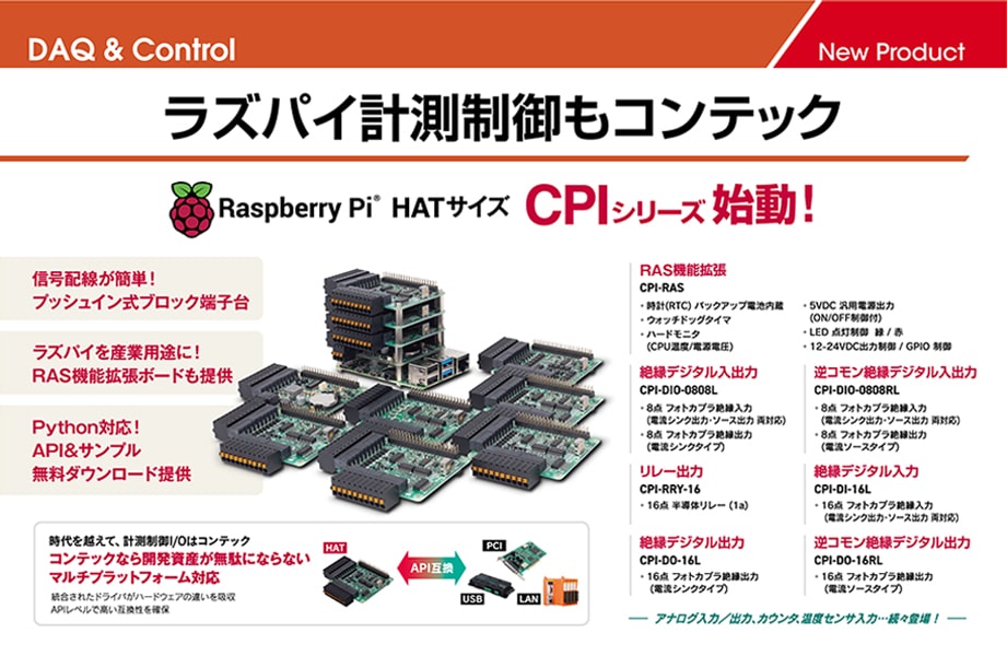 ラズパイ計測制御もコンテック