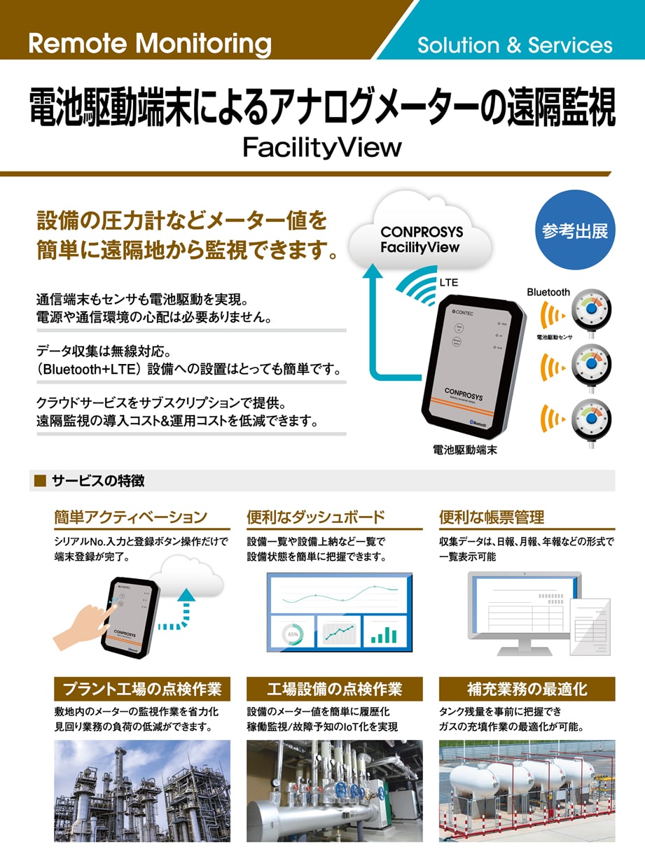 設備の圧力計などメーター値を簡単に遠隔監視！