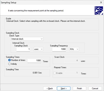 Interactive format (wizard) for easy setting of sampling conditions